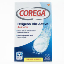 Corega Bio-Active Oxygen 3 Minutes Cleaning Dental Tablets Prosthesis, 46Uds+REGALO 20Uds