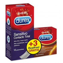 Durex Promo Sensitivo Contact Total + Real Feel , 12 und + 3 und
