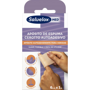 SALVELOX MED FOAM PLASTER APOSITO ADHESIVO 1 APOSITO 1M X 6 CM