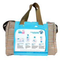 SEBAMED BABY CANASTILLA BOLSO PRIMEROS CUIDADOS PACK 60 TOALLITAS LIMPIADORAS + 1 ENVASE 400 ML LECH