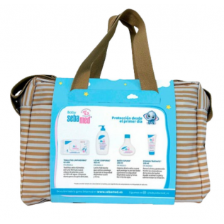 SEBAMED BABY CANASTILLA BOLSO PRIMEROS CUIDADOS PACK 60 TOALLITAS LIMPIADORAS + 1 ENVASE 400 ML LECH