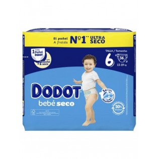 PAÑAL INFANTIL DODOT BEBE SECO VALUE TALLA 6 13-18 KG 36 UNIDADES PACK