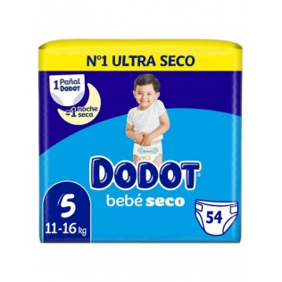 PAÑAL INFANTIL DODOT BEBE SECO VALUE TALLA 5 11-16 KG 54 UNIDADES PACK