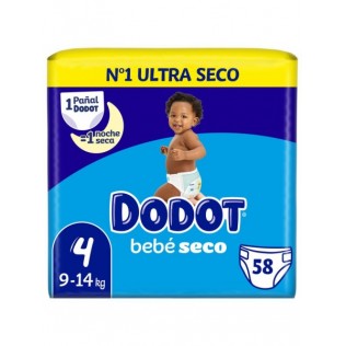 PAÑAL INFANTIL DODOT BEBE SECO VALUE TALLA 4 9-14 KG 58 UNIDADES PACK