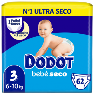 PAÑAL INFANTIL DODOT BEBE SECO VALUE TALLA 3 6-10 KG 62 UNIDADES PACK