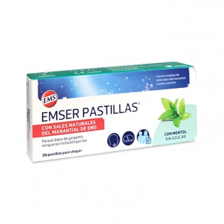 EMSER CON MENTOL SIN AZUCAR 30 PASTILLAS PARA CHUPAR