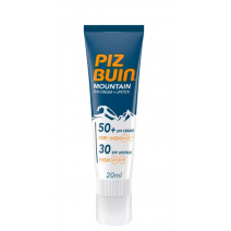 PIZBUIN MOUNTAIN CREMA SOLAR FPS 50+ + STICK LABIAL FPS 30 PACK SOLAR 20 ML + 2,3 ML